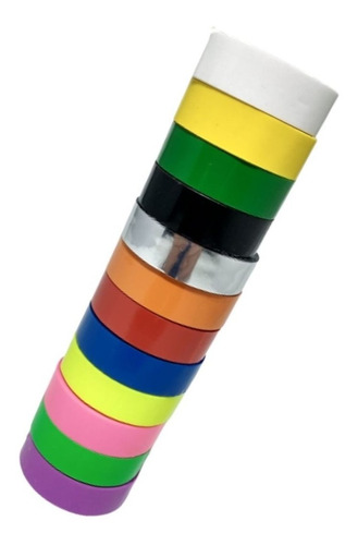 Imagem 7 de 7 de 50 Fita Adesiva 12x10 Durex Colorido Atacado Fit-pel