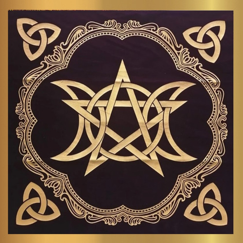 Toalha Para Tarô E Oráculos Triquetra Com Pentagrama 
