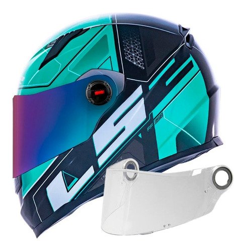 Capacete Ls2 Ff358 Ultra Verde/preto + Espelhada Viseira