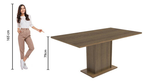 Comedor Madesa Megan Mesa Y 6 Sillas Rustic/sintético Beige Color Marrón