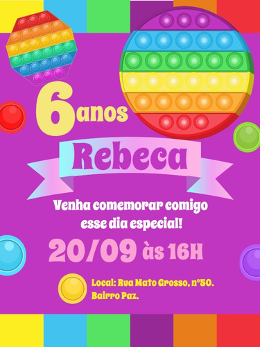 Imagem 6 de 10 de Convite Digital De Aniversário Fidget Toys Pop It