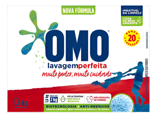 Kit Lava Roupas Em Pó Omo Lavagem Perfeita 1,6kg 4 Unidades