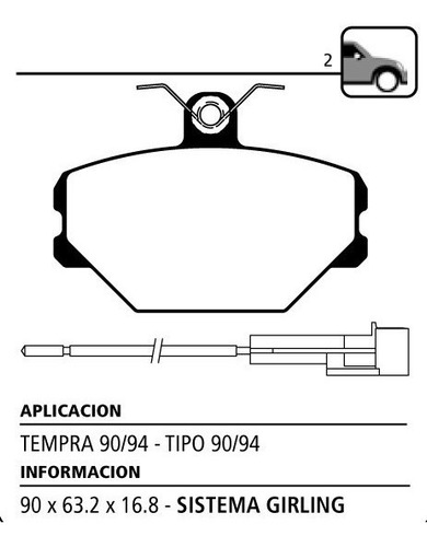 Juego Pastillas De Freno Delanteras Litton P/ Fiat Tipo 90-9