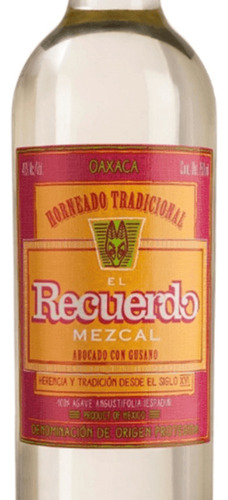 Mezcal Recuerdo De Oaxaca Abocado Con Gusano 750 Ml