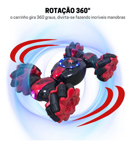 Carrito de juguete Radical Red para piruetas con control de 360°, 4x4