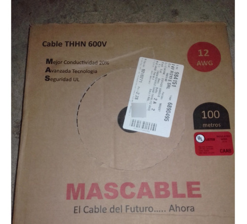 Cable Awg Thw 12 Mascable Negro