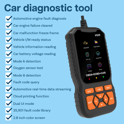 Leitor Obdii/eobd Com Diagnóstico, Reset E Modos 6 A 8