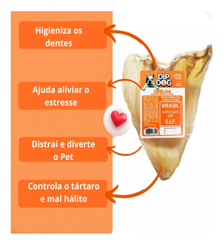 Kit 20 Orelha Bovina Desidratada Dip Dog + Brinde Especia