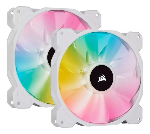 Cooler Corsair 2 X 140 Mm Doble Fan Blanco Sp140 Duo Pack Led Rgb