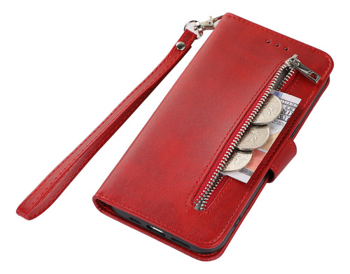 Funda Para Samsung Galaxy A7 2018/ A8 2018/ J4 2018, Funda Tipo Cartera Con Cierre, Correa Para La Muñeca, Función Atril