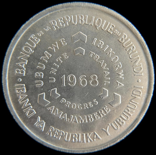 Burundi, 10 Francs, 1968. Fao. Sin Circular