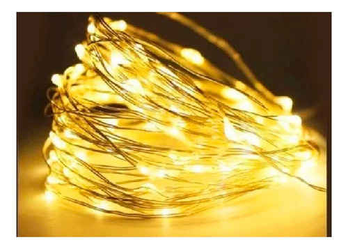 Fio Fada Cordão De Led 3mt 30 Leds Fixo - Pilhas Cores Luzes Amarelo Pilhas Aa
