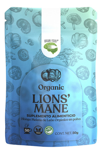Hongo Melena De León Orgánico En Polvo Brain Food Nootrópico