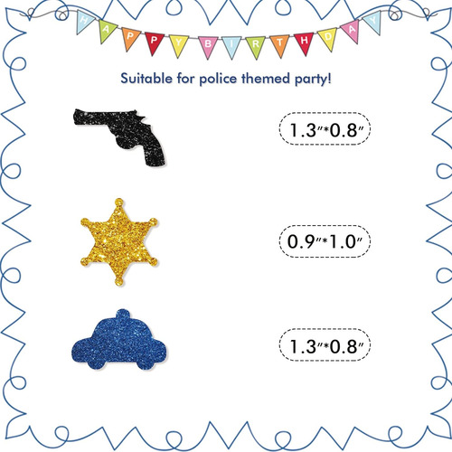 Juego De 100 Confeti De Policía, Confeti De Cumpeados De Pol