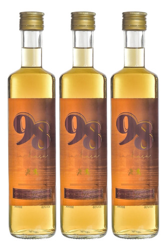 Kit 3 Cachaça 98 Família Carra 500 Ml Pinga Barril