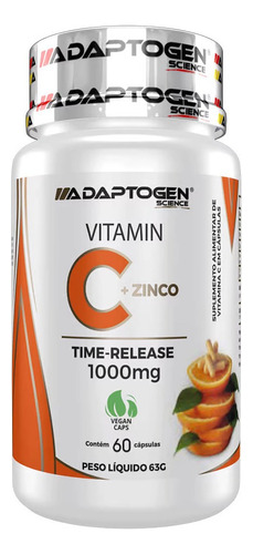 Vitamina C 1000mg 60 Caps - Adaptogen Science= Sabor Sem sabor