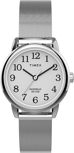 Reloj Mujer Timex Con Luz Indiglo 25 Mm Wr 30m Tw2u07900 Color de la correa Plateado Color del bisel Plateado Color del fondo Plateado