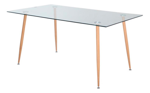 Mesa Rectangular De Vidrio Para Comedor Iriarte 120 Cm Color de las patas Marrón claro