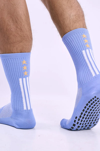 Medias Running Deportiva Antideslizantes 3 Estrellas Grupeta Celeste Argentina 38-43