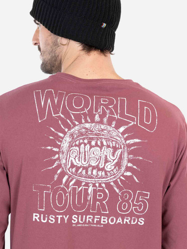 Polera Ml Offtrack Burdeo Hombre Rusty
