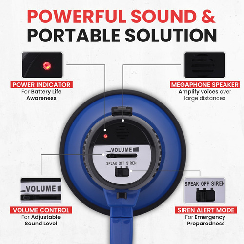 Portable Megaphone Speaker Pyle Pmp21bl 20w Blue W/ Siren