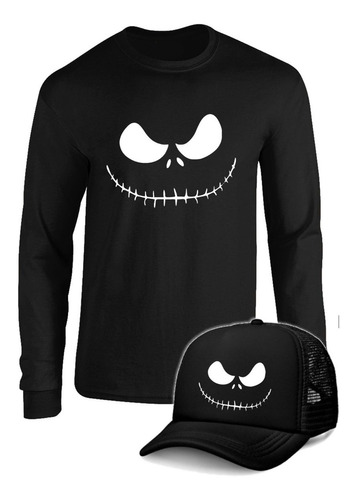 Camibuso Manga Larga Con Gorra Combo Jack Skellington