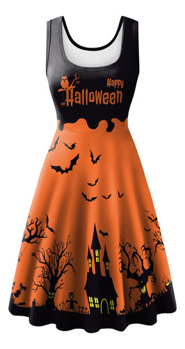 Vestido De Halloween 2023 Falda De Manga Horrible Falda Estampada De Murciélago