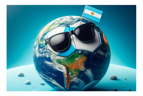 Vinilo 60x90cm Pelota Futbol Argentina Mundo Bandera M3