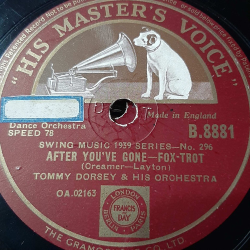 Pasta Tommy Dorsey Orch His Masters Voice 8881 C230