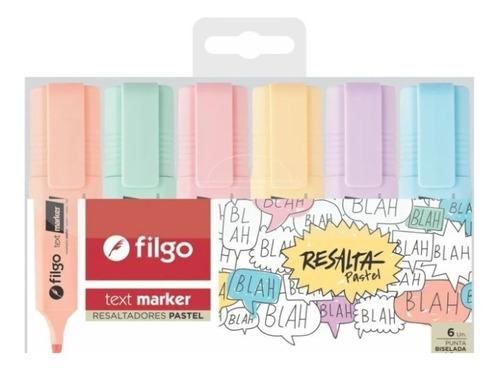 Resaltador Filgo Chato Text Marker Pastel X 6 Colores  