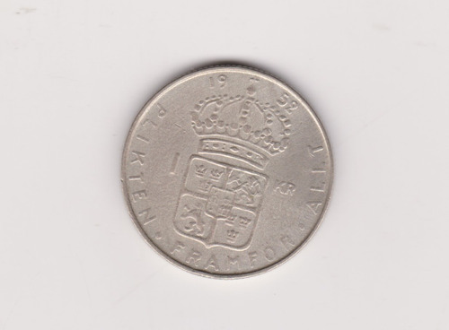 Moneda Suecia 1 Corona Año 1952 Plata Excelente
