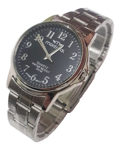 Reloj Montreal Me150 Hombre Malla Acero Sumergible 30 Mts