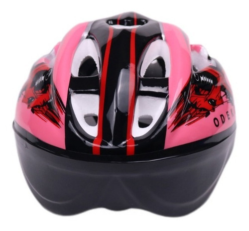 Imagem 3 de 7 de Kit Rosa Capacete Joelheira Cotoveleira Munhequeira Infantil