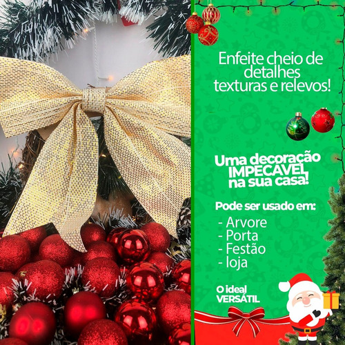 Laço De Natal Pendente Decorações Natalina Topo Árvore 25cm | MercadoLivre