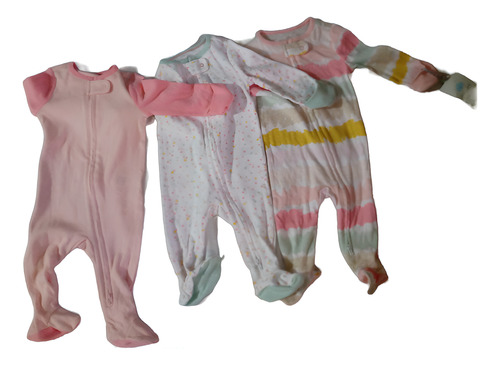 3 Mamelucos De Bebé 3-6 Meses Cloud Island Zipper Invertido Mix Rosa Blanco Y Colores 3-6 Meses Liso