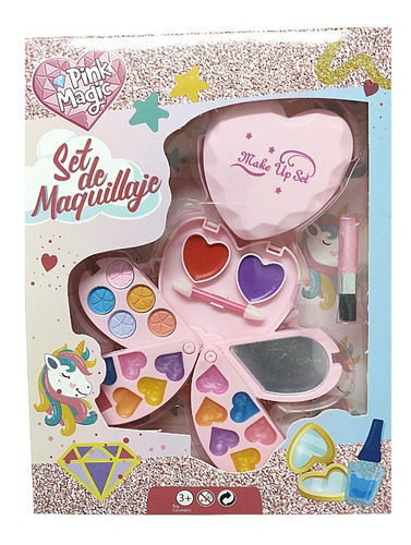 Imagen 1 de 3 de Maquillaje Infantil Niñas Desplegable Espejo Cosmeticos 610