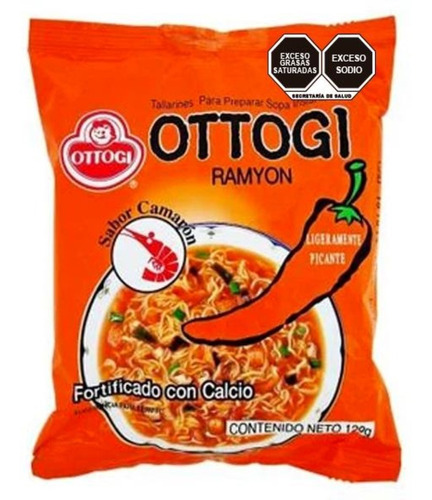 Ramen Coreano Ottogi De Camarón Con 120g De Sopa Instantánea