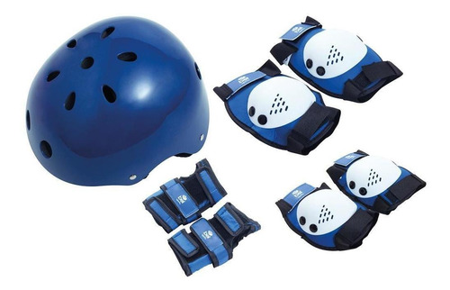 Kit De Proteção Premium Completo C/ Capacete - (p) Azul M.