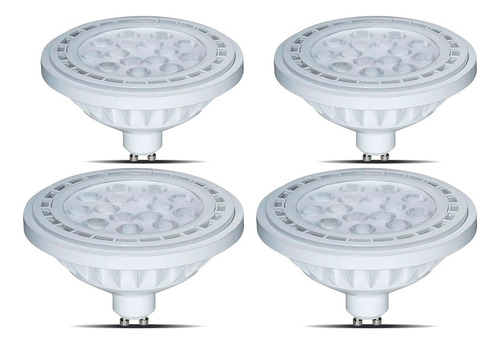 Pack X4 Ar111 Lampara Led Gu10 12w Halospot 220v Dimerizable Luz Blanco Cálido