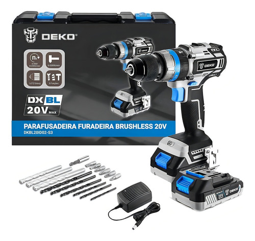 Parafusadeira Furadeira 1/2 Pol. Com 2 Baterias Lítio-ío Cor Azul