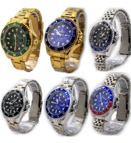 Relógio Rolex Submariner-style Luxo Subaquático Prata Azul