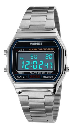 Reloj Digital Skmei 1123 Plateado Correa Metal 