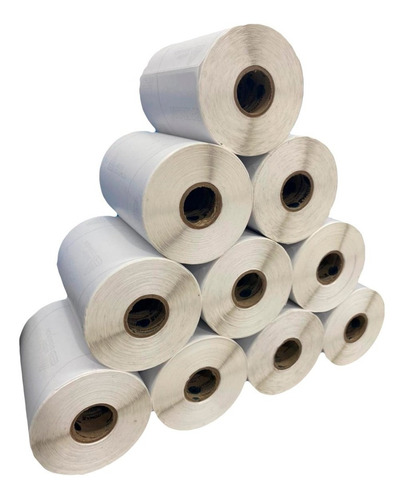 Imagem 6 de 7 de Kit 10 Rolos Etiqueta Couche 100x30 (mm) 10x3 Cm + 5 Ribbon