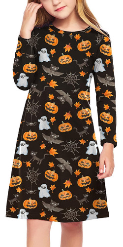 Vestido De Halloween Arshiner Para Niñas Calabaza Halloween