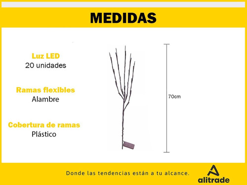 Imagen 7 de 10 de Luces Decorativas Interior Led Pila Calida Arbol Ramas 70cm