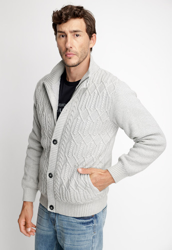 Cardigan Hombre Sherpa New York Gris Fw 2023 Ferouch