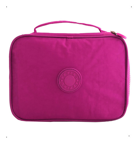 Estojo Escolar 100pens Grande Juvenil Jumbo Organiza Mochila Cor Rosa Pink-Com Alça Liso