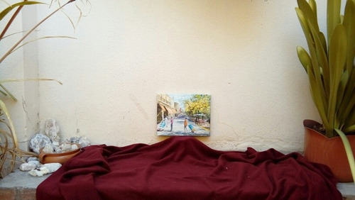 Cuadros Ciudad 30x40 Gente Plazas Urbano Pintado A Mano 63