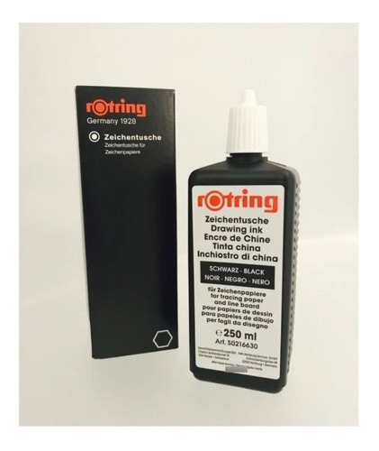 Tinta China Para Estilografo Rotring Germany Negra 250ml