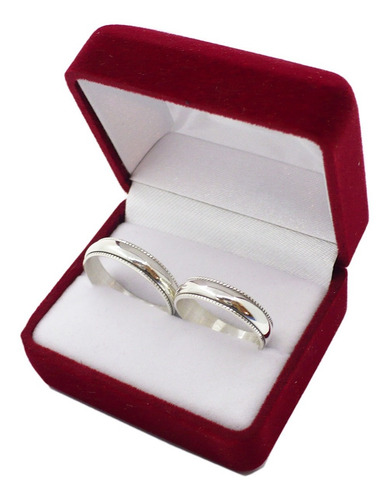 Imagen 3 de 9 de Par De Alianzas Plata Compromiso Casamiento Facetada Grabada
